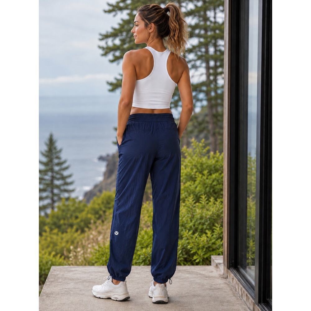 Lululemon Navy Blue Adjustable Hem Jogger Pants 8 Minimalist Athleisure Travel - Picture 3 of 13